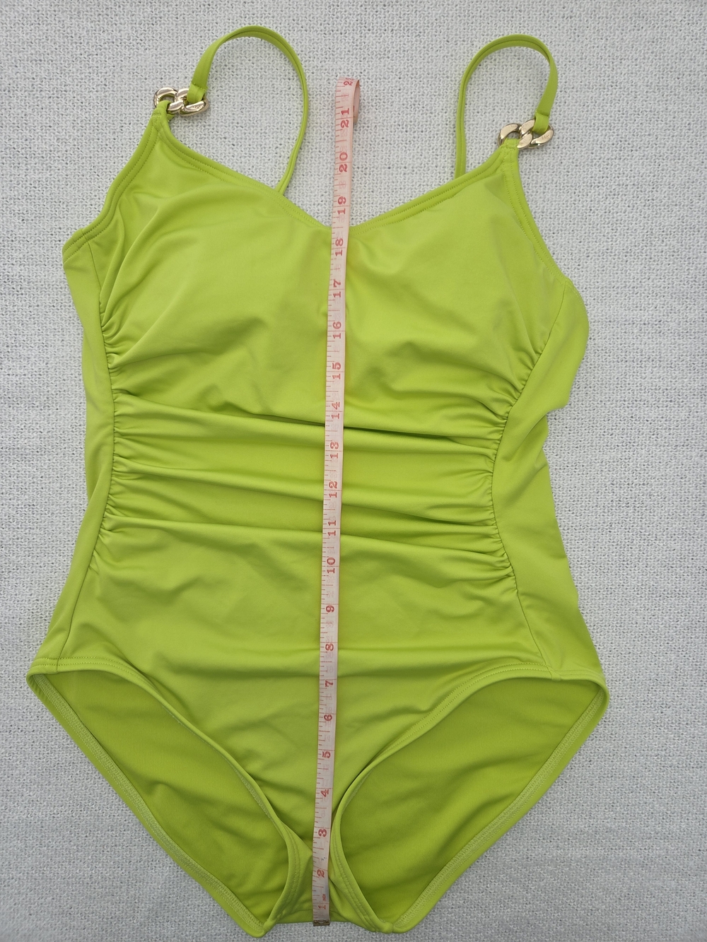 MICHAEL Michael Kors Lime Green One-Piece Swimsuit with Gold Chain Details - Picture 6 of 6
